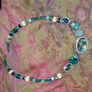 Mother of pearl Abalone opal glass necklace